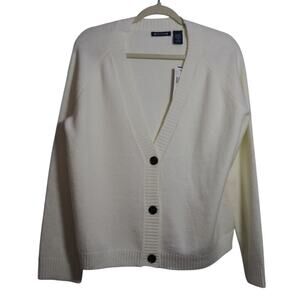 Architect Cream Button Front V Neck Cardigan Sweater Soft Cozy Cabincore Size M